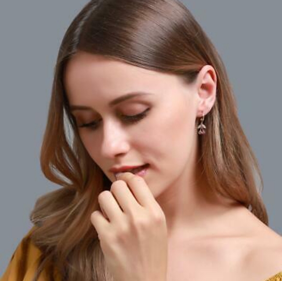 Gold Cherry Rhinestone Earrings - Picture 12 of 12